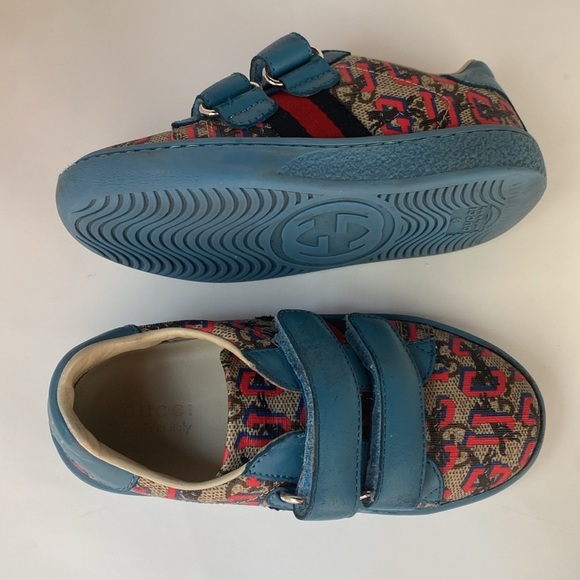 Gucci Supreme Canvas Kids Children's GG Gucci Wolves Sneakers Size 25 Toddler 9 - Picture 13 of 15